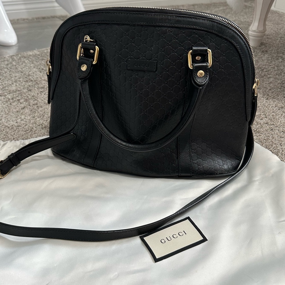 Gucci Bree Microguccissima Dome Crossbody Bag Black Leather - Picture 6 of 14